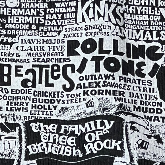 Fruit Of The Loom Shirt Mens Large Black The Family Tree Of British Rock Graphic - Picture 4 of 13